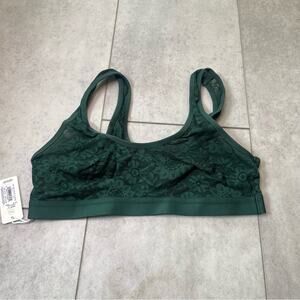 Smoothez by Aerie Emerald Green Floral Lace Sheer Bralette Unlined Small NWT